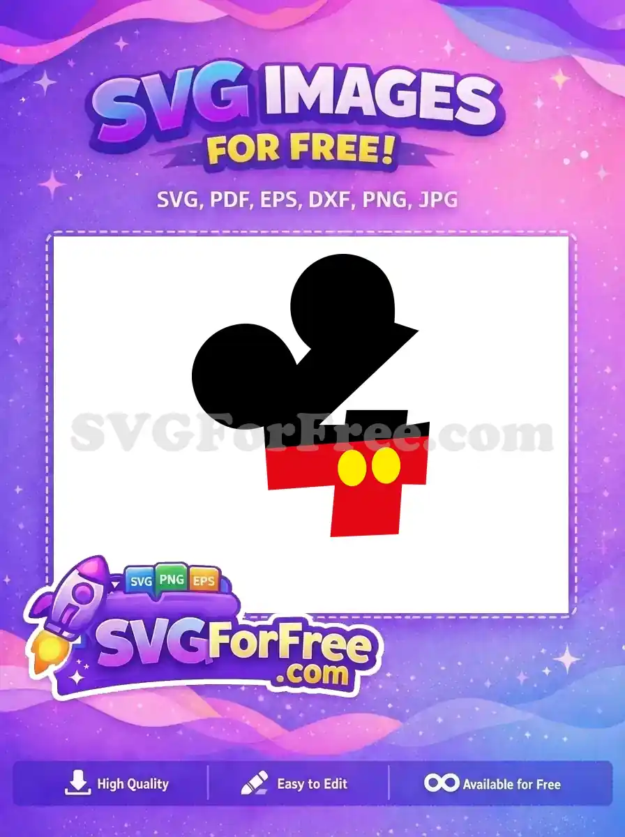Free Black Ears Free Red Pants Mickey Free SVG 2