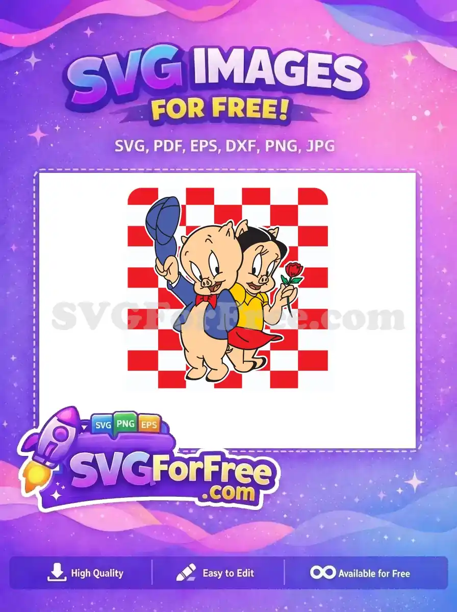 Free Pig Holding Hat Free Pig Holding Flower Looney Tunes Free SVG