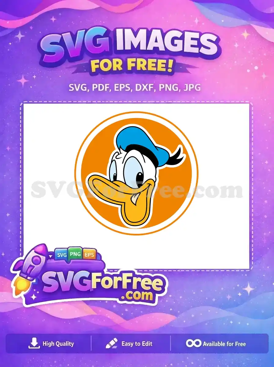 Free Smiling Donald Duck Free Orange Circle Mickey Free SVG