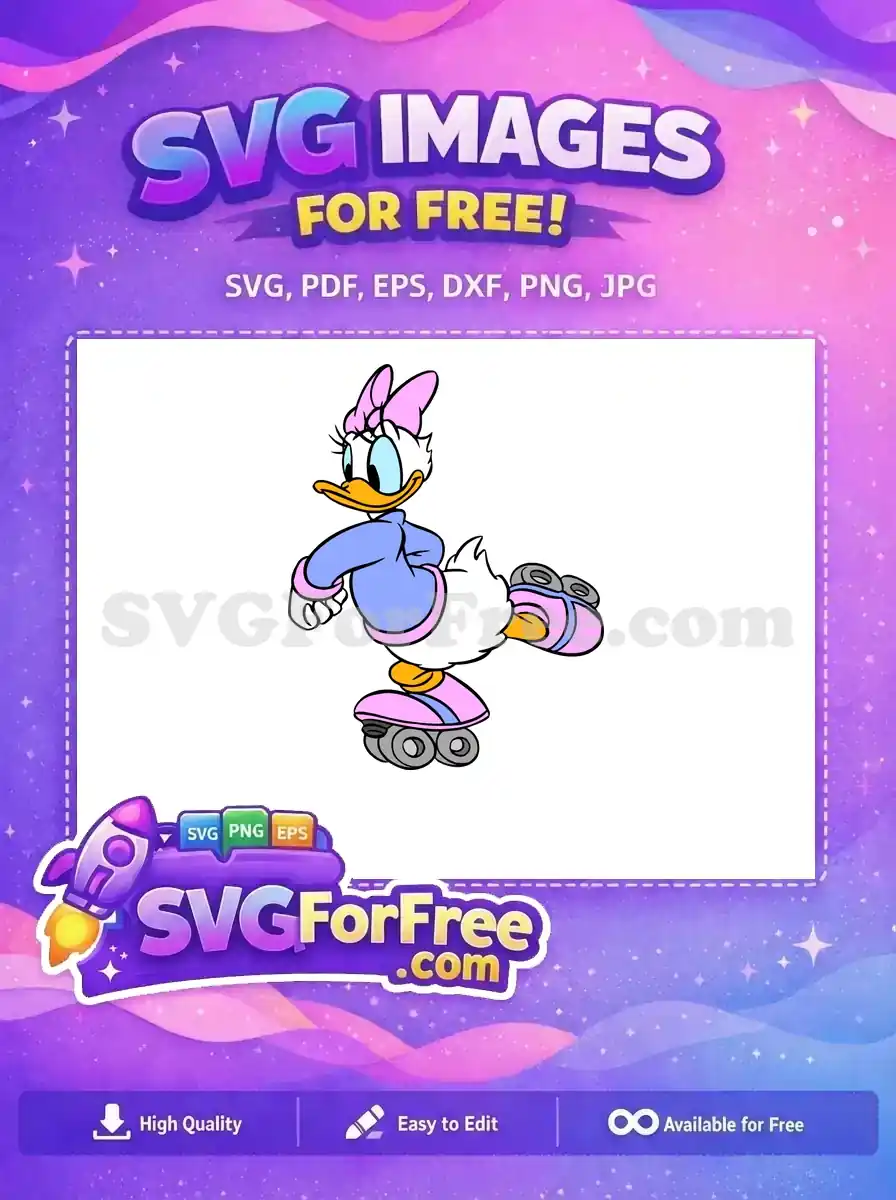 Free Roller Skating Daisy Duck Free Pink Accents Mickey Free SVG