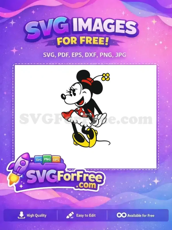 Free Smiling Minnie Mouse Free Polka Dot Dress Cartoon Free SVG