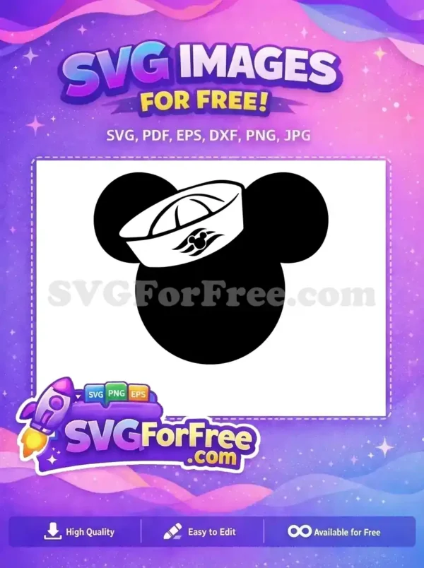 Free Black White Hat Free Mickey Mouse Cruise Free SVG
