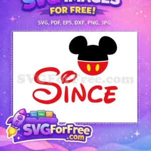 Free Black Ears Free Red Text Mickey Since Free SVG