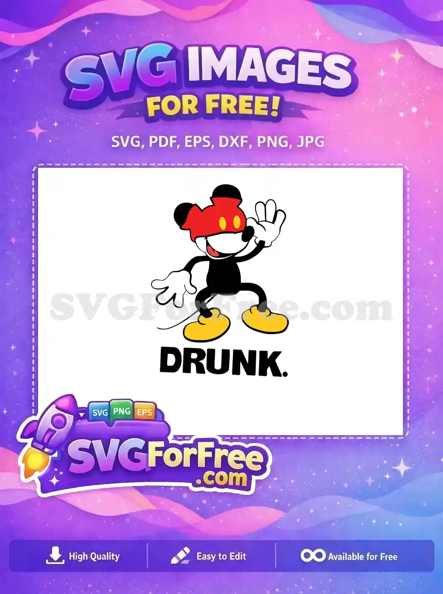 Free Drunk Mickey Mouse Free Waving Hand Art Free SVG