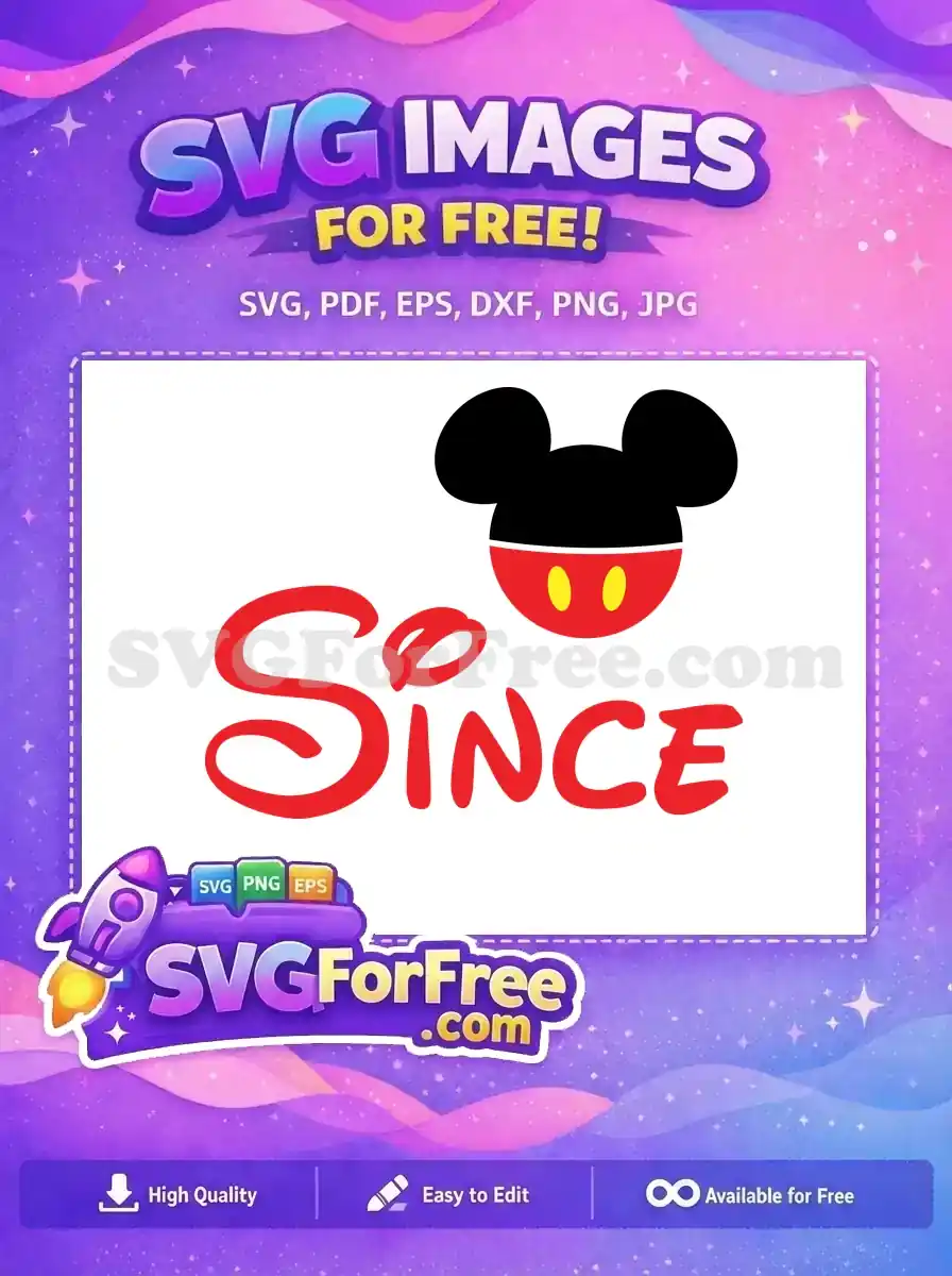Free Black Ears Free Yellow Dots Since Mickey Free SVG