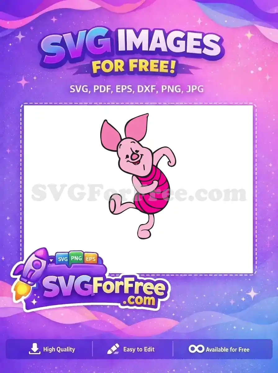 Free Pink Piglet Dancing Free Striped Shirt Winnie the Pooh Free SVG