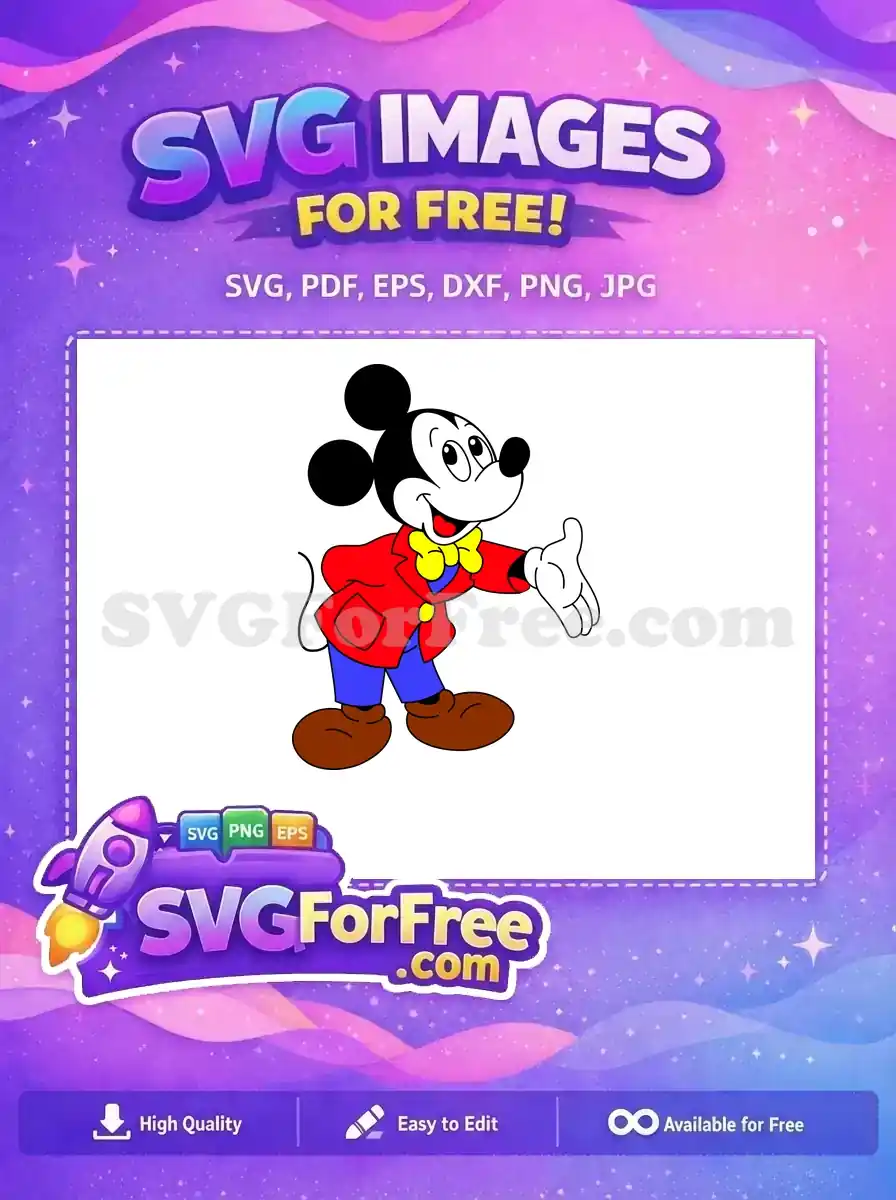 Free Classic Pose Free Red Jacket Mickey Mouse Free SVG