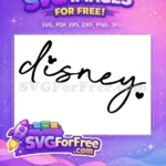 Free Cursive Mickey Free Heart Detail Disney Free SVG - Instant Download