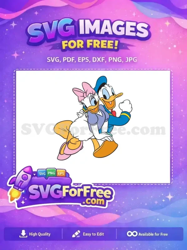 Free Daisy's Bow Free Donald's Embrace Mickey Friends Free SVG