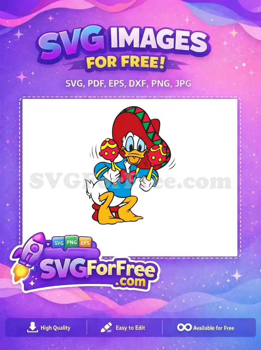 Free Happy Donald Duck Free with Maracas Fiesta Free SVG