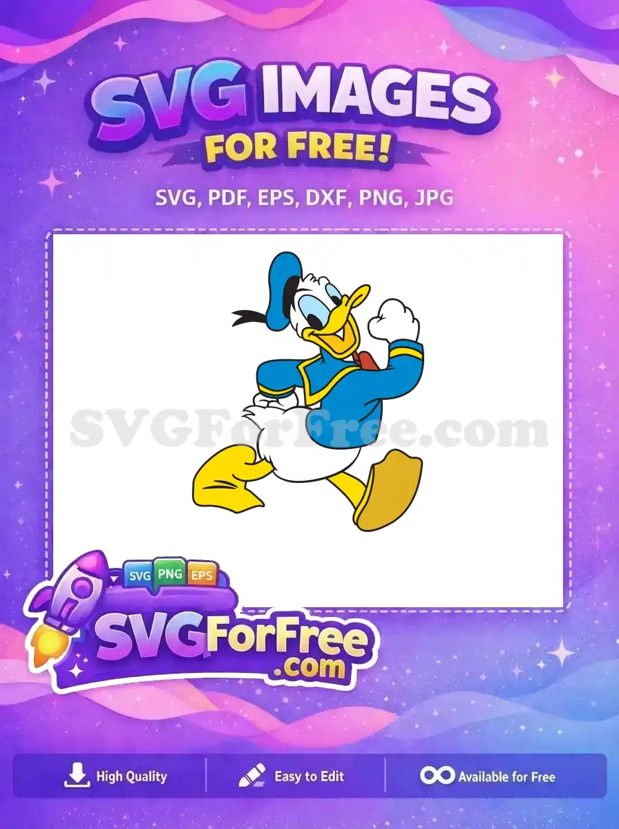 Free Cheerful Donald Duck Free Running Pose Mickey Free SVG
