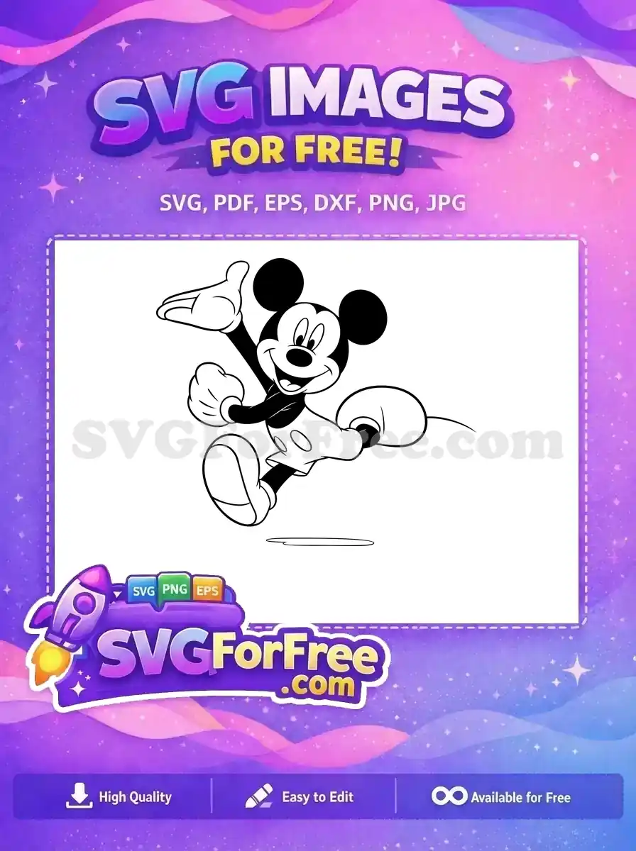 Free Happy Mickey Mouse Free Running Pose Cartoon Free SVG