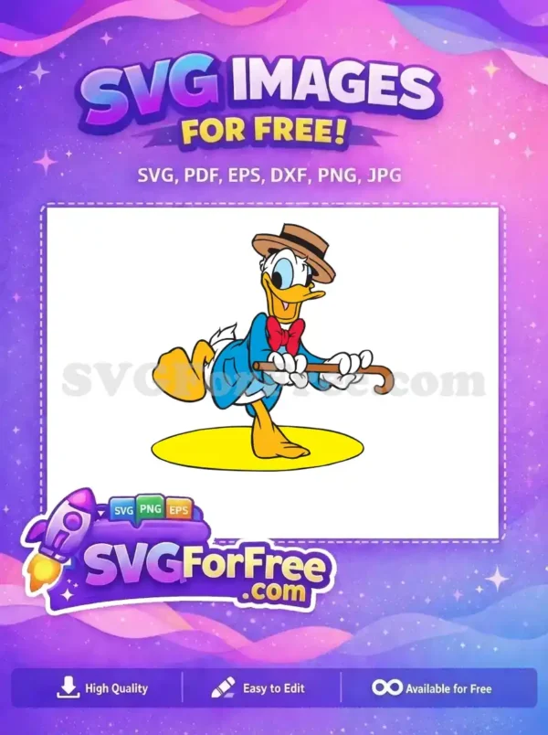Free Donald Duck Bowler Free Cane Mickey Free SVG