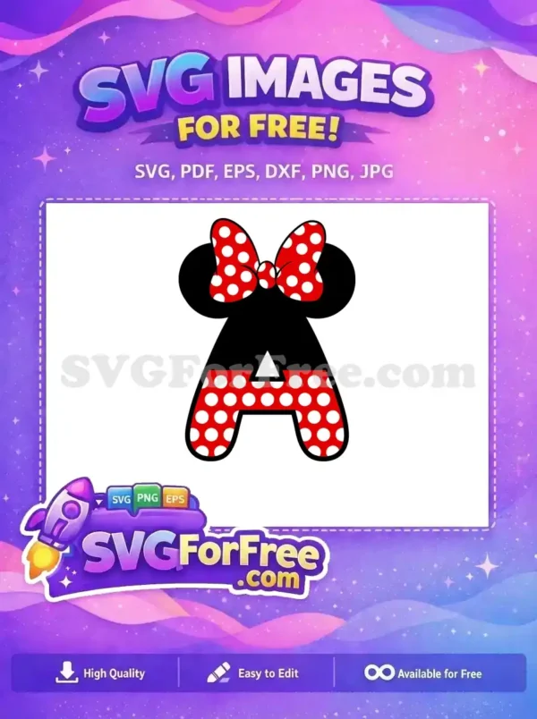 Free Polka Dot Bow Free Letter A Minnie Free SVG