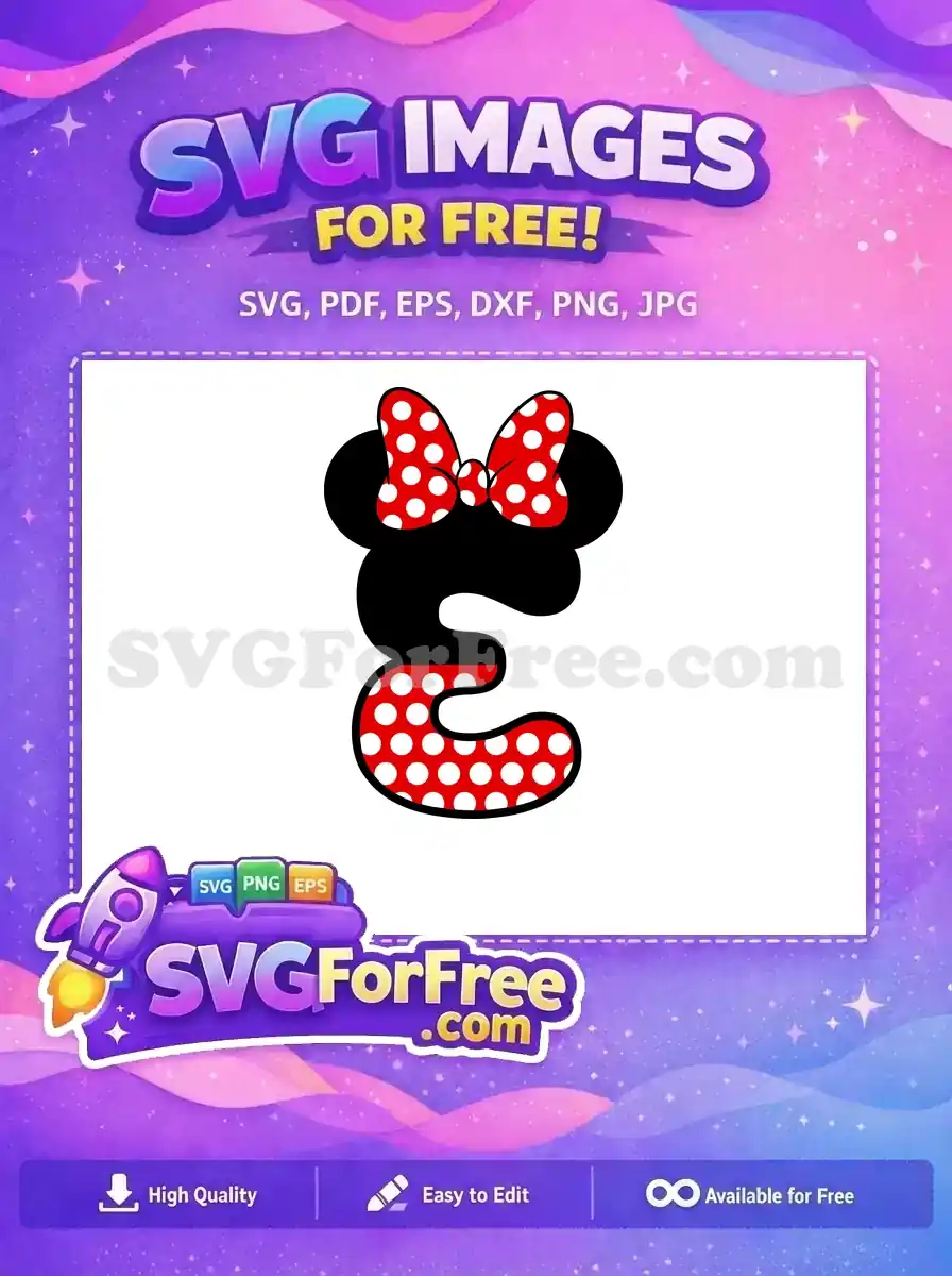 Free Polka Dot Bow Free Letter E Initial Minnie Free SVG