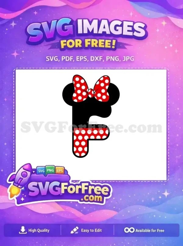 Free Polka Dot Bow Free Letter F Initial Minnie Free SVG