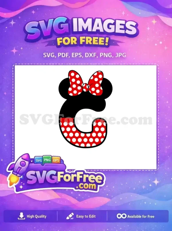 Free Polka Dot Bow Free Letter C Minnie Free SVG Free Polka Dot Bow Free Letter C Minnie Free SVG