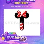 Free Red Polka Dot Bow Free Mickey Font Number 1 Free SVG - Instant Download