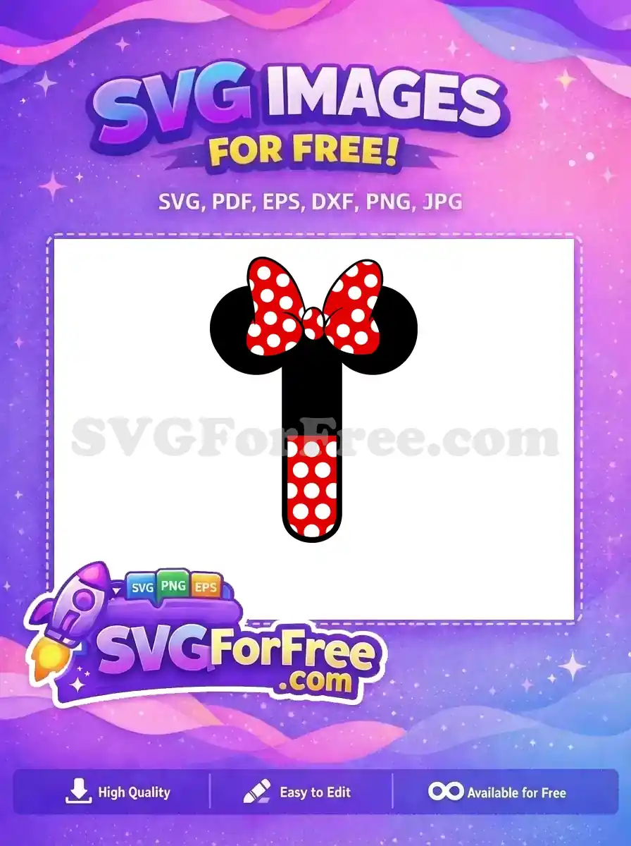 Free Red Polka Dot Bow Free Mickey Font Number 1 Free SVG