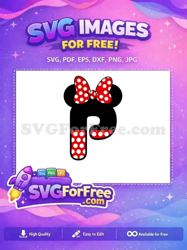 Free Polka Dot Bow Free Letter P Mickey Free SVG