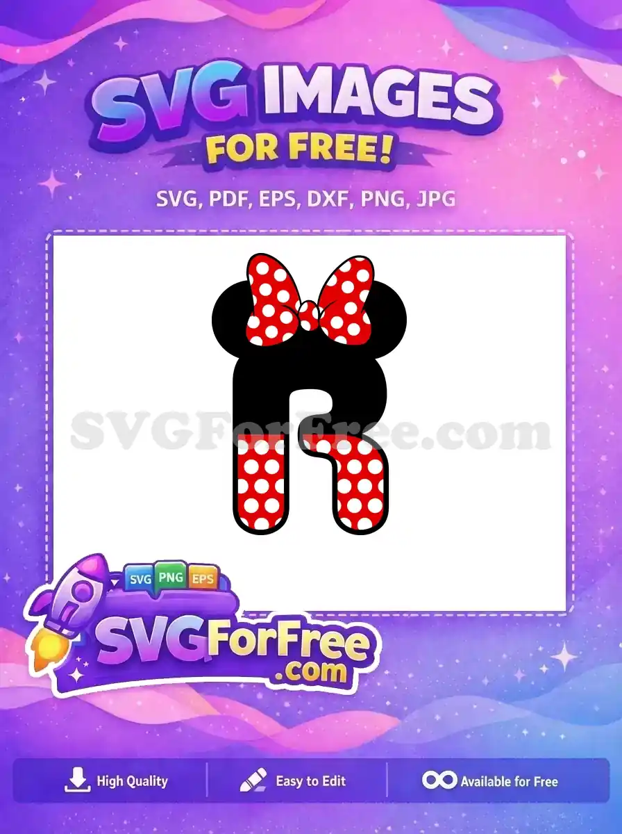 Free Red Polka Bow Free Letter R Minnie Free SVG