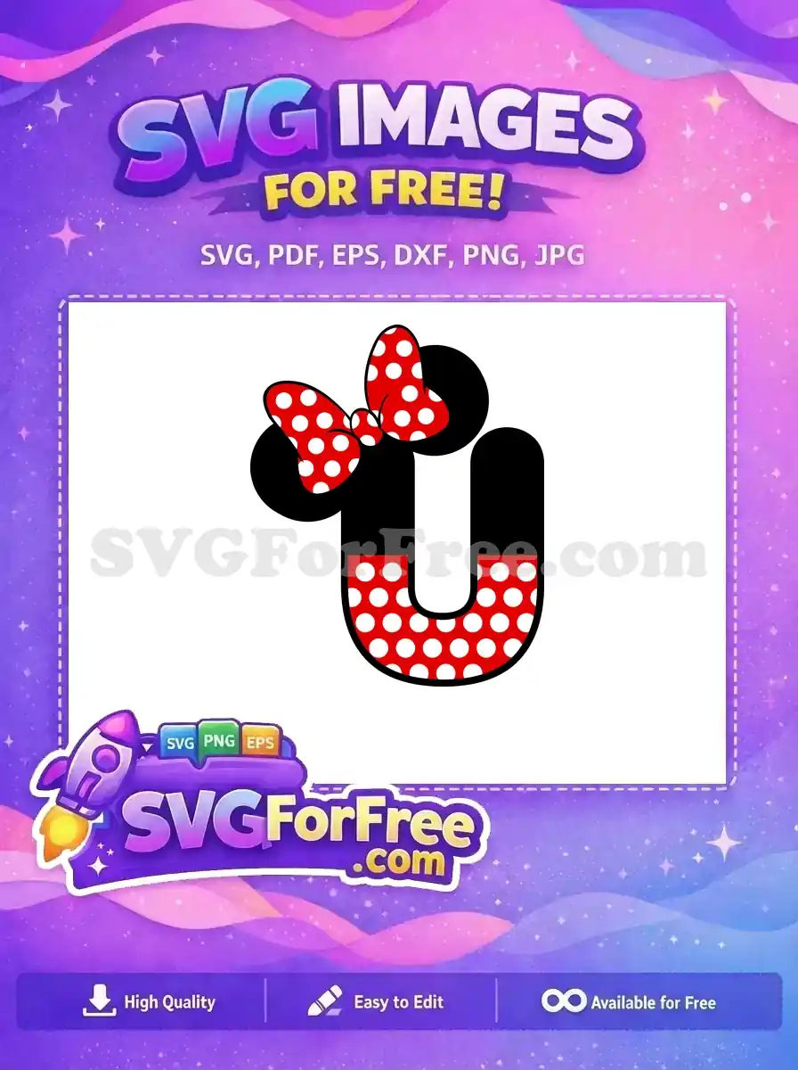 Free Polka Dot Bow Free Letter U Initial Mickey Free SVG