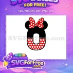 Free Red Polka Dot Bow Minnie Free Number Zero Free SVG - Instant Download