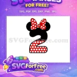 Free Red Polka Dot Free Number Two Mickey Free SVG - Instant Download