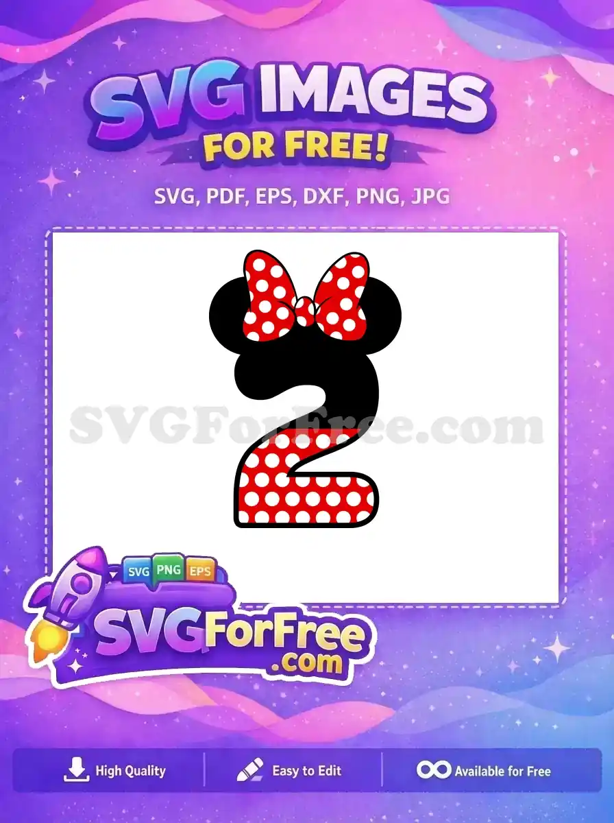 Free Red Polka Dot Free Number Two Mickey Free SVG