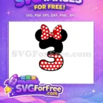 Free Red Polka Dot Free Number Three Minnie Free SVG - Instant Download