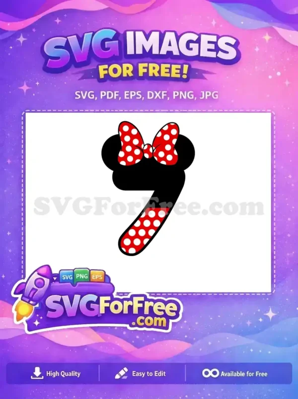 Free Red Polka Dot Free Number Seven Mickey Free SVG