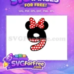 Free Number Nine Free Red Polka Dots Mickey Free SVG - Instant Download