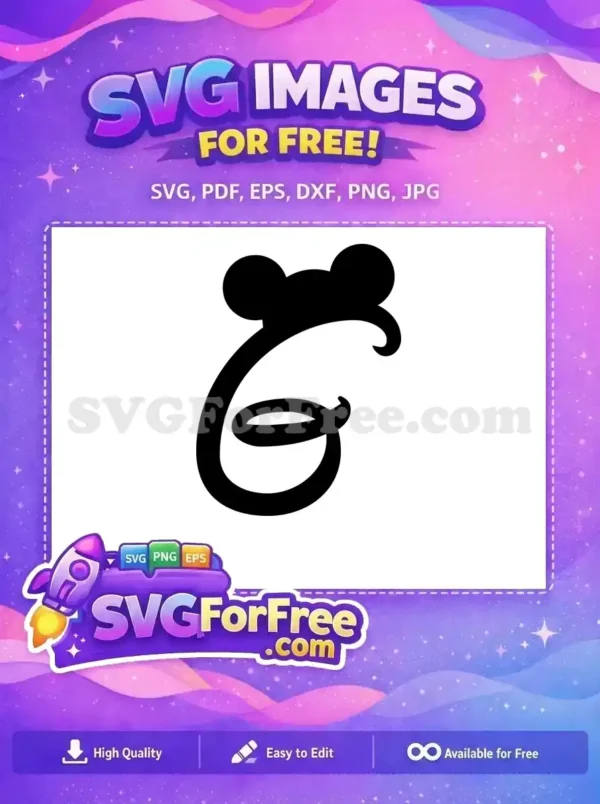 Free Black Ears Free Curly Tail Initial Mickey Free SVG