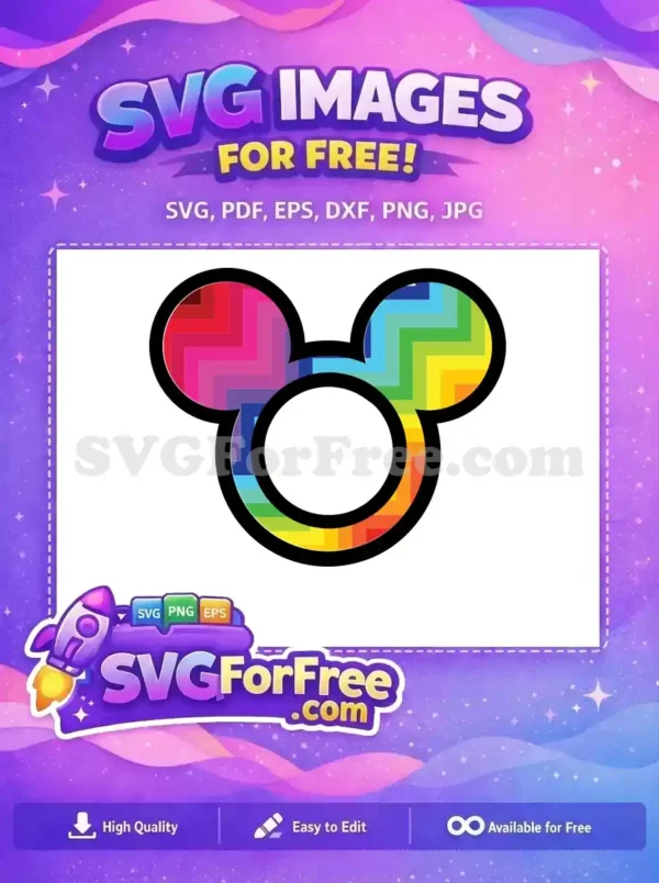 Free Colorful Zigzag Pattern Free Mickey Head Sayings Free SVG