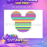 Free Colorful Stripes Free Mickey Heads Pattern Cartoon Free SVG - Instant Download