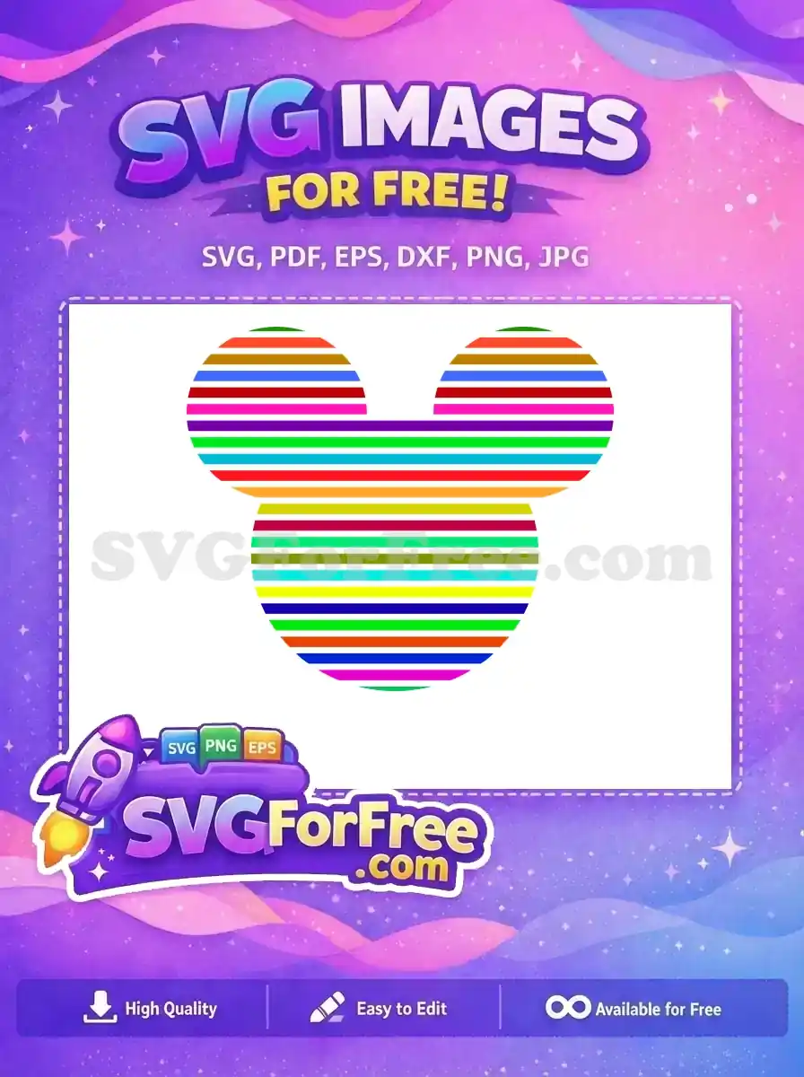 Free Colorful Stripes Free Mickey Heads Pattern Cartoon Free SVG