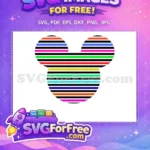 Free Colorful Stripes Free Mickey Heads Pattern Disney Free SVG - Instant Download