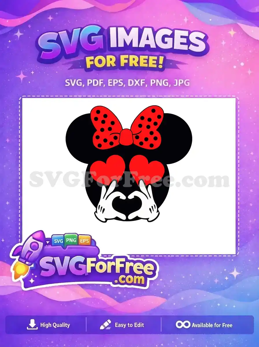 Free Minnie Red Bow Free Heart Hands Valentines Free SVG
