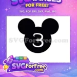 Free Number Three Free Mickey Head Silhouette Free SVG - Instant Download