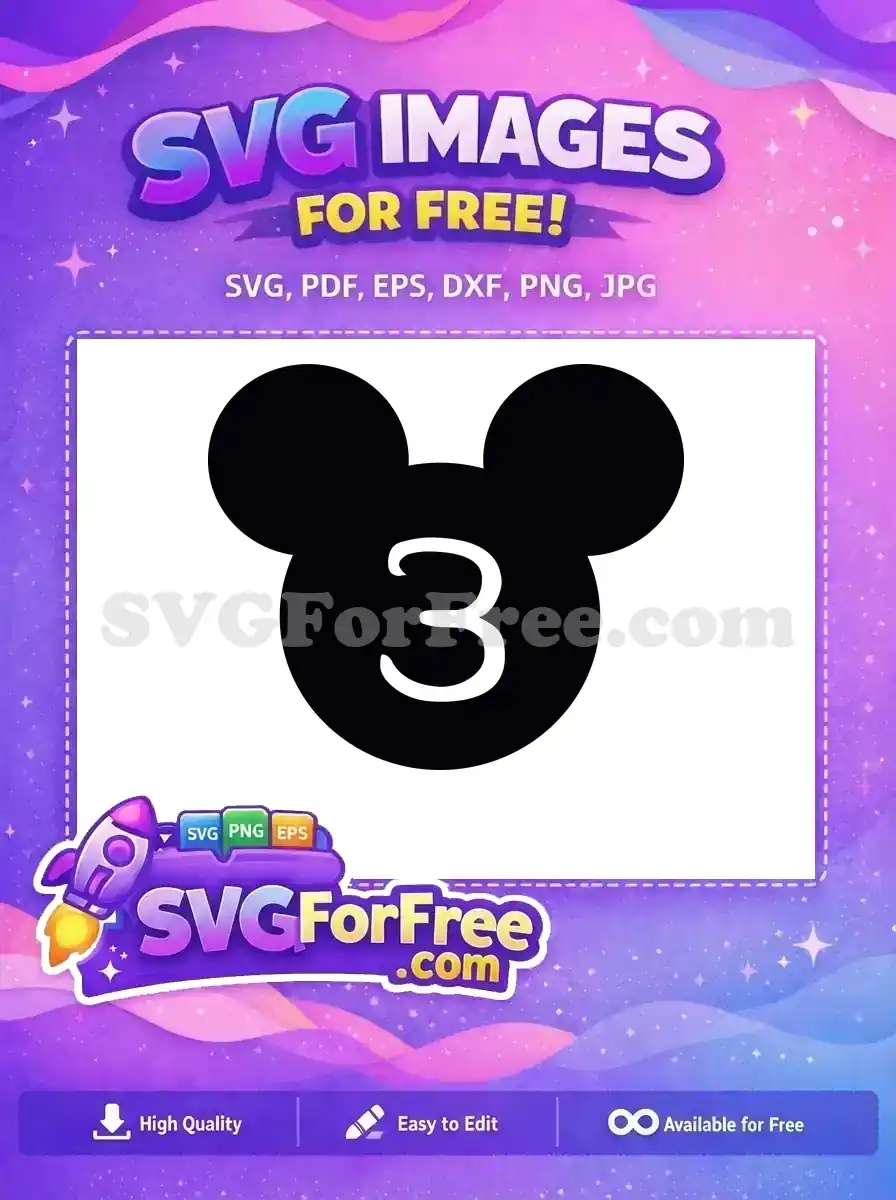 Free Number Three Free Mickey Head Silhouette Free SVG