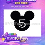 Free Number Five Free Birthday Mickey Heads Free SVG - Instant Download