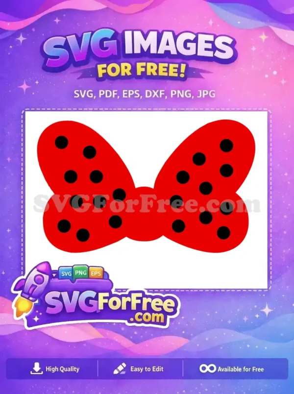 Free Red Polka Dot Free Minnie Bow Character Free SVG
