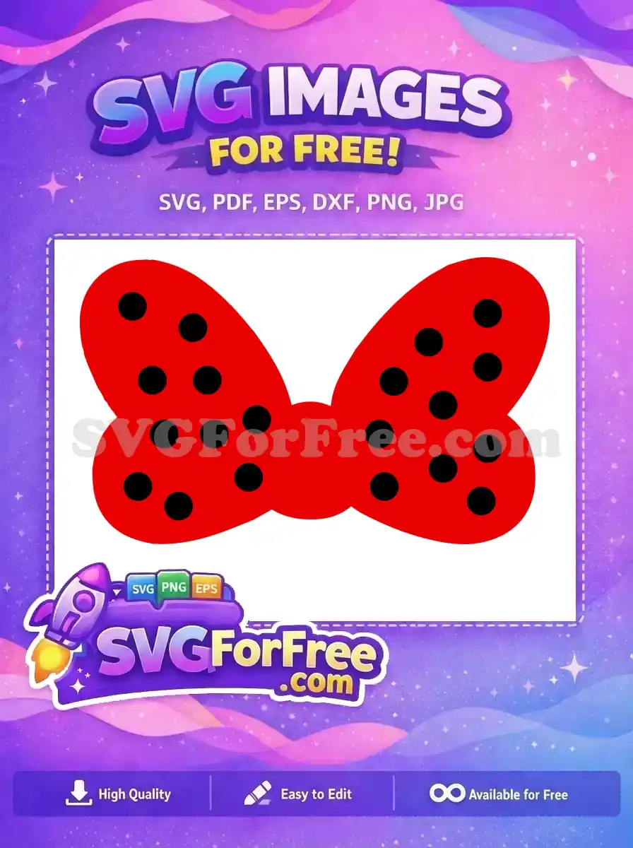 Free Red Polka Dot Free Minnie Bow Character Free SVG