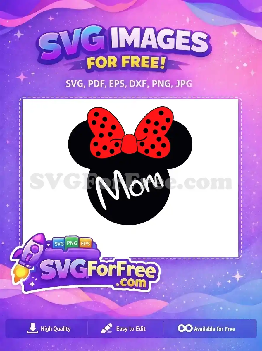 Free Polka Dot Bow Free Mom Text Mickey Free SVG