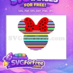 Free Colorful Stripes Minnie Free Mouse Head Funny Free SVG - Instant Download