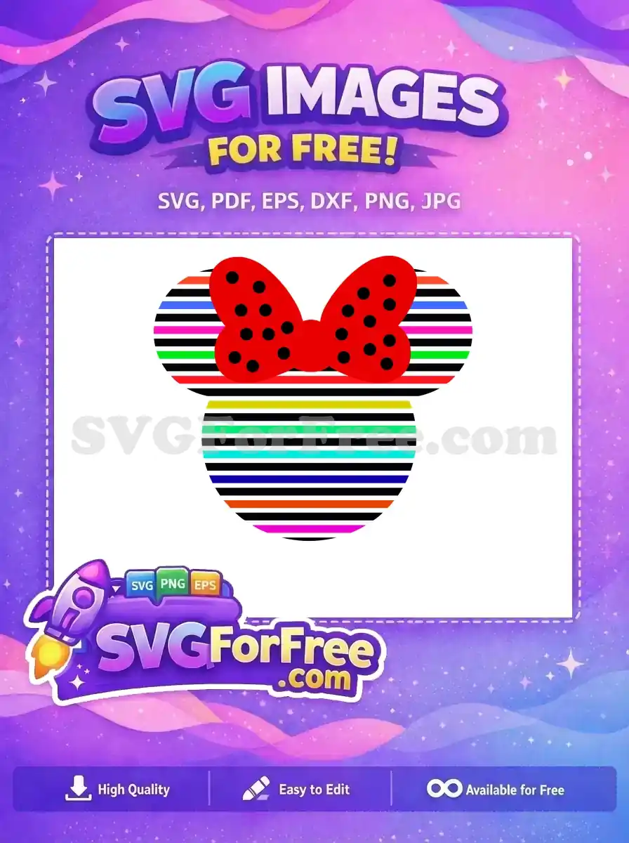 Free Colorful Stripes Minnie Free Mouse Head Funny Free SVG