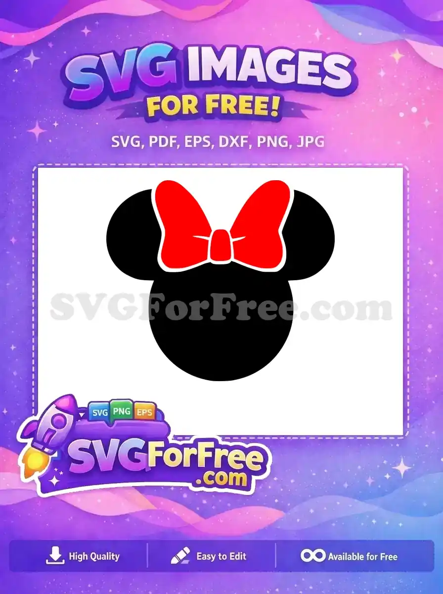 Free Red Bow Free Minnie Mouse Head Cartoon Free SVG