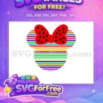 Free Colorful Stripes Minnie Free Polka Dot Bow Movie Free SVG - Instant Download