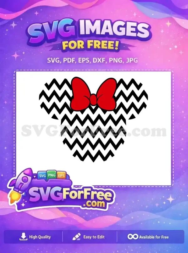 Free Red Bow Free Black Chevron Pattern Minnie Free SVG