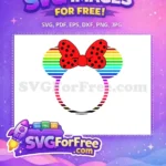 Free Polka Dot Bow Free Rainbow Stripes Mickey Free SVG - Instant Download
